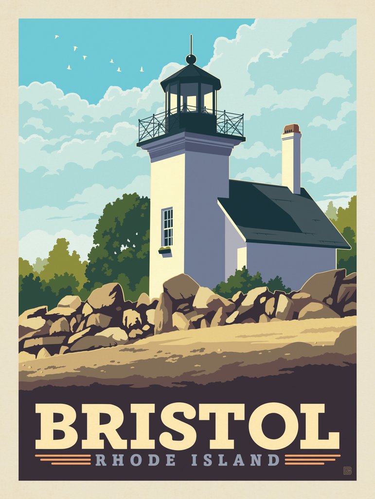 Bristol, Rhode Island: Bristol Ferry Lighthouse - Art Print - Artwork