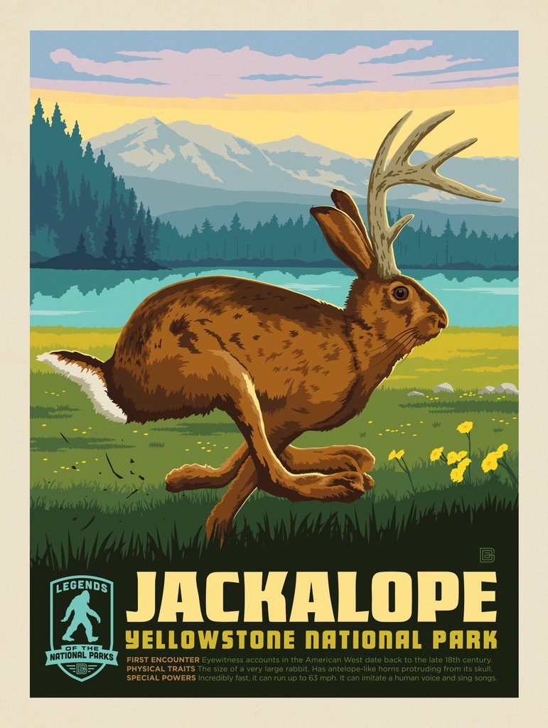 Legends Of The National Parks: Yellowstone's Jackalope - Postcards - Artwork