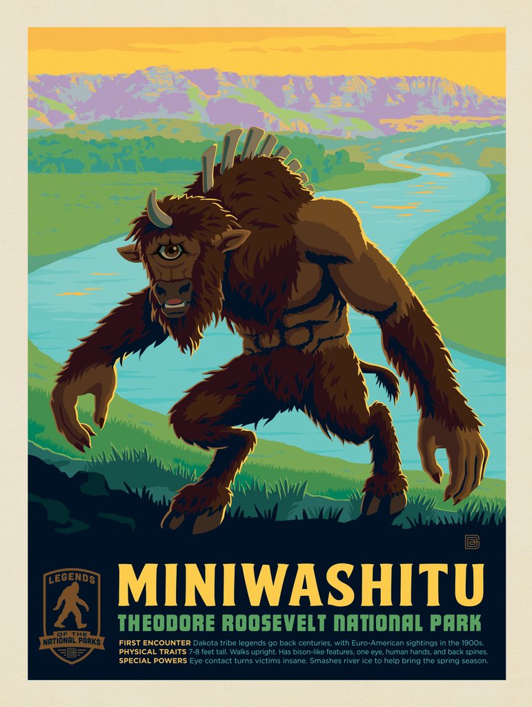 Legends Of The National Parks: Theodore Roosevelt's Miniwashitu - Metal Sign - Artwork