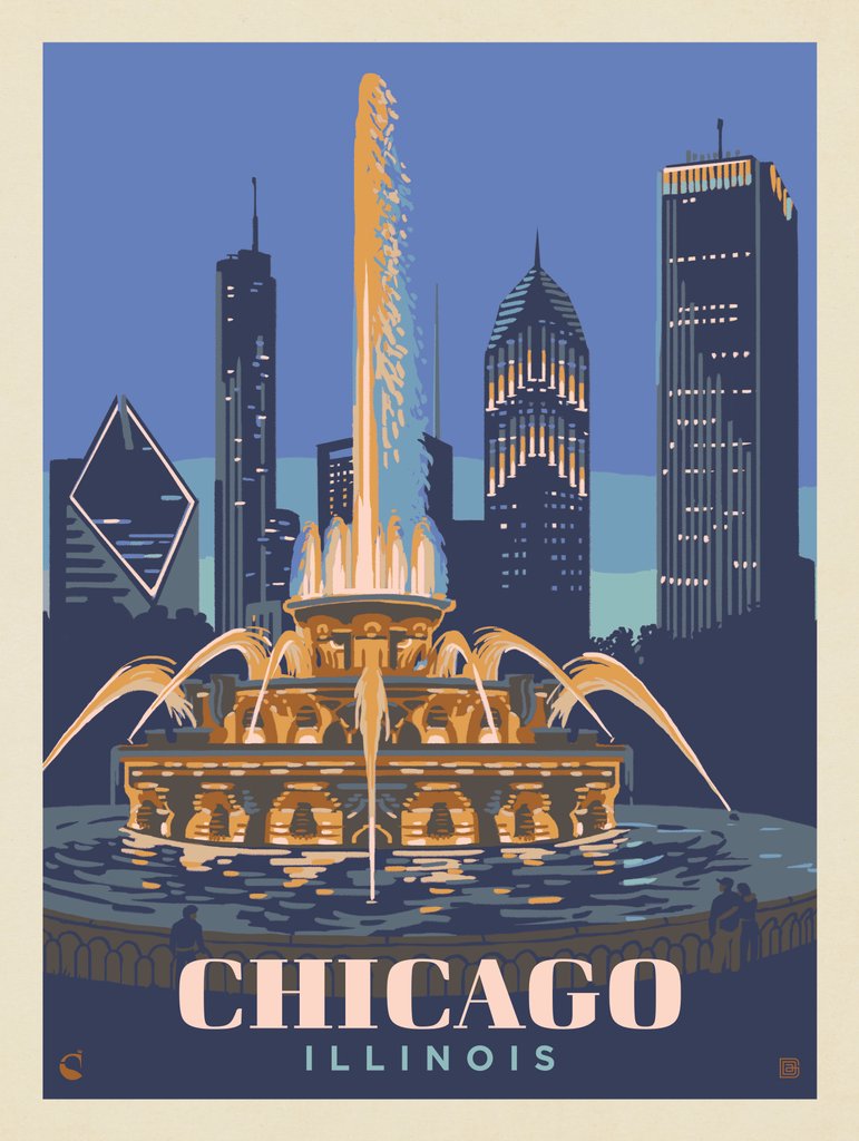 USA-Chicago, IL: Fountain Of Light - Notecards - Artwork