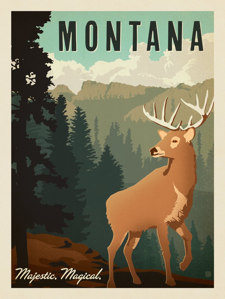 Montana: Majestic. Magical. - Metal Sign - Artwork