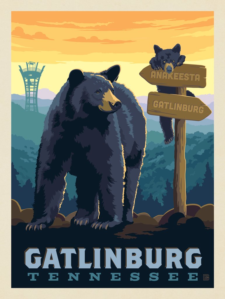 Gatlinburg, Tennessee: Anakeesta Signpost - Notecards - Artwork