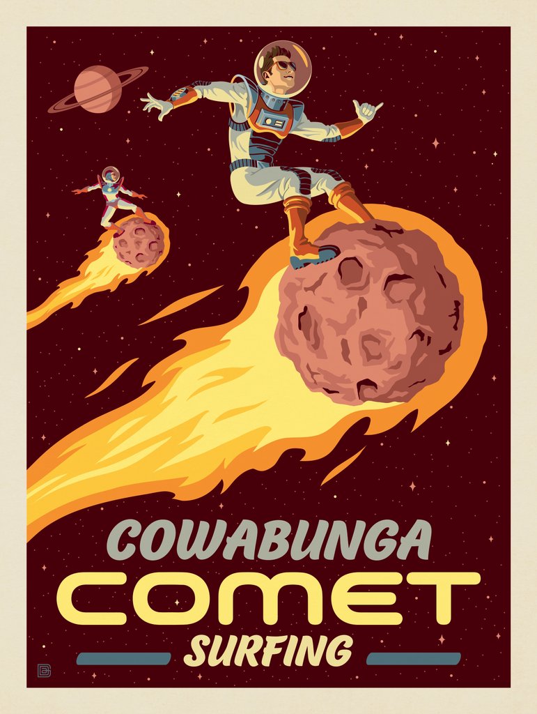 Cowabunga Comet Surfing - Art Print - Artwork
