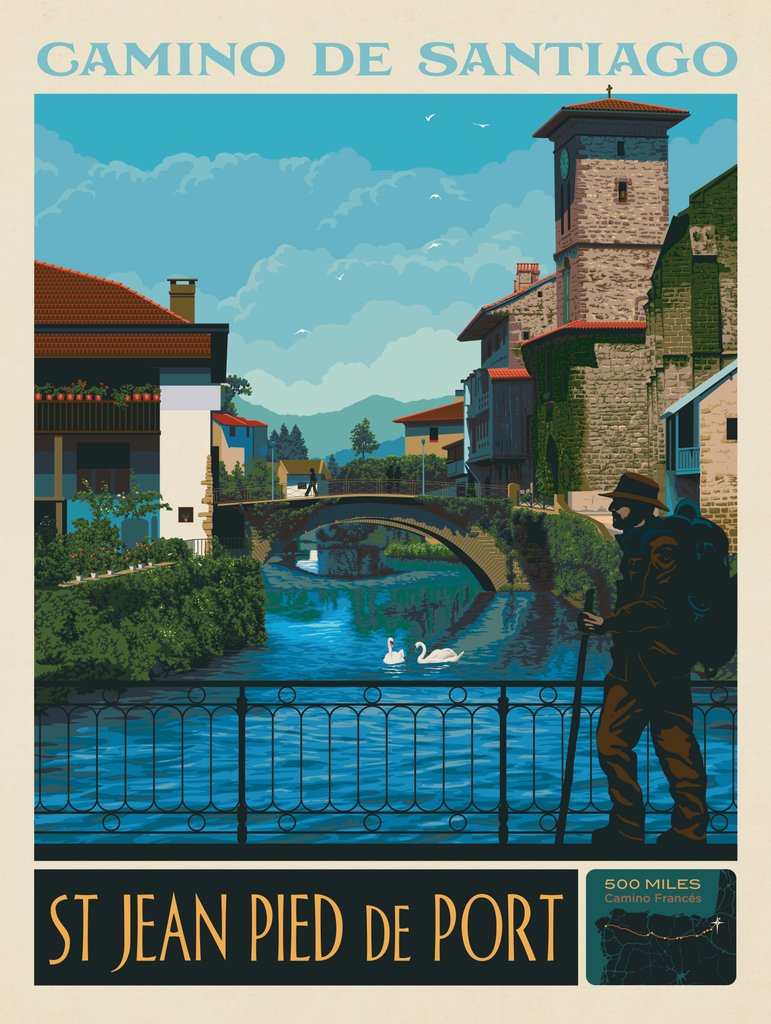 Camino De Santiago Trail: 01 St Jean Pied De Port - Art Print - Artwork