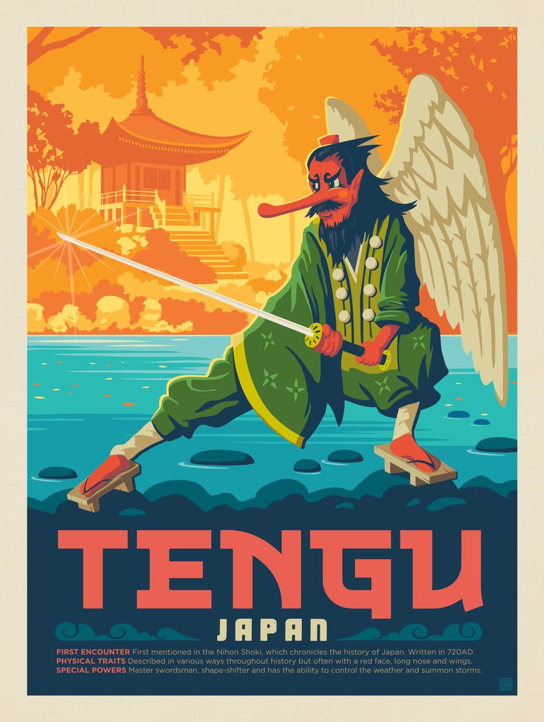 Mythical Creatures: Tengu (Japan) - Canvas - Artwork
