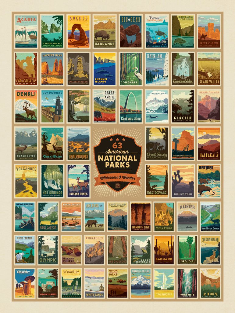 63 Image National Park Print - Postcards - Artwork