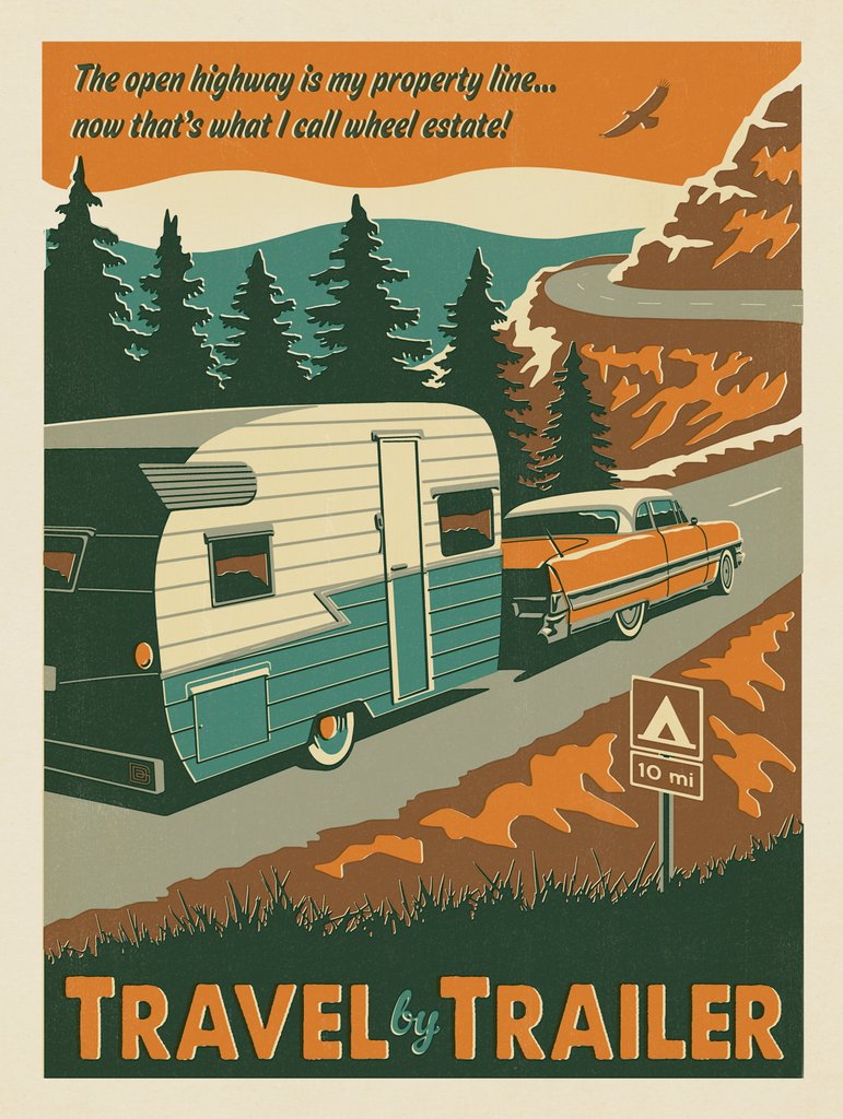 Travel By Trailer - Art Print - Artwork