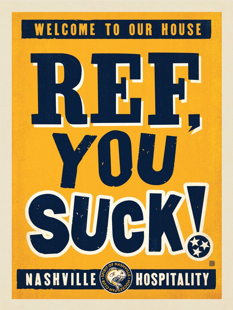 Spirit Of Nashville Hockey Fan Club: Ref, You SUCK! - Metal Sign - Artwork