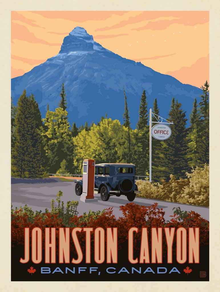Canada: Johnston Canyon, Banff - Metal Sign - Artwork