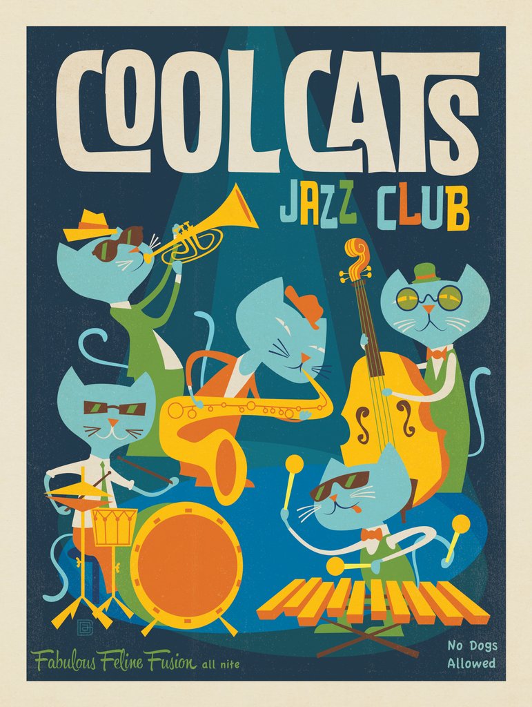 Cool Cats Jazz Club - Canvas - Artwork