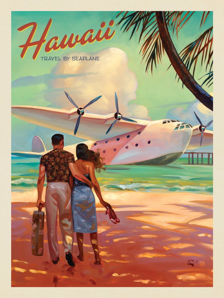 Hawaii: Travel By Seaplane - Canvas - Artwork