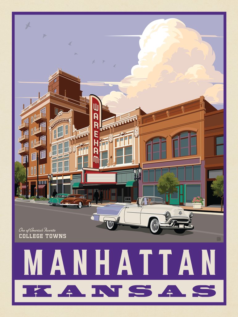 American College Towns: Manhattan, Kansas - Art Print - Artwork