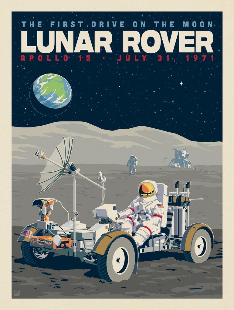 NASA 1971: Apollo 15 Lunar Rover - Canvas - Artwork