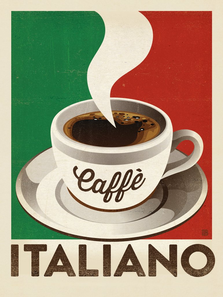 Caffe Italiano: Italian Flag - Canvas - Artwork