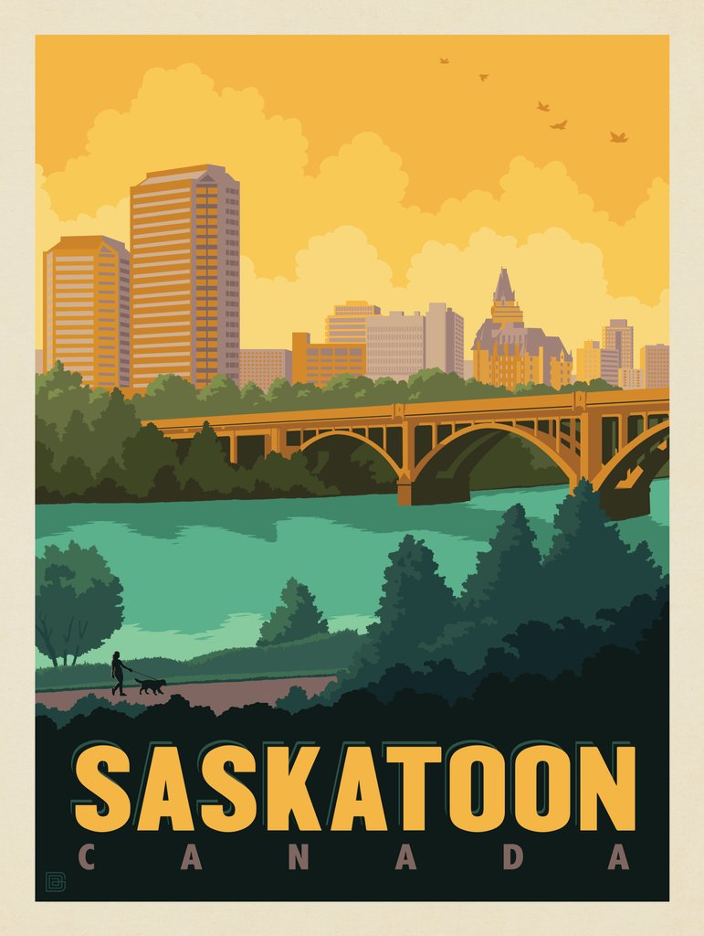 Canada: Saskatoon Skyline - Art Print - Artwork