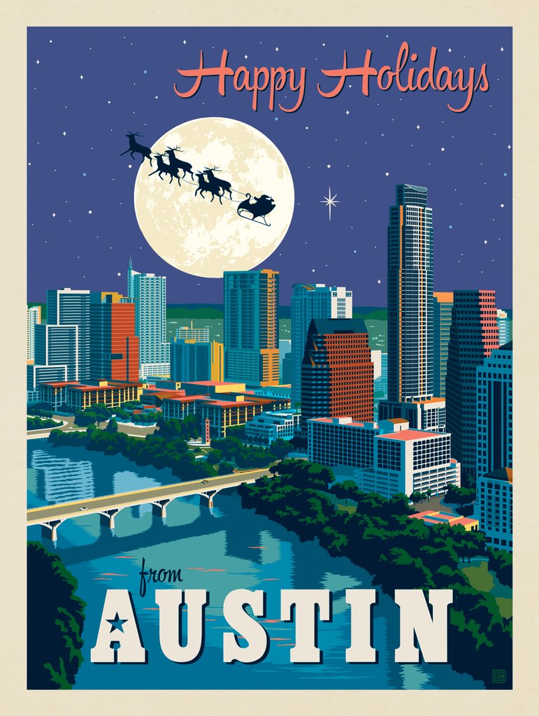 Happy Holidays From Austin, TX - Postcards - Artwork