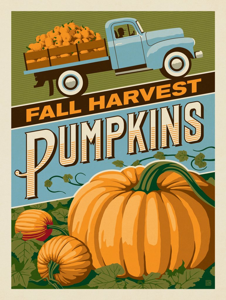 Fall Harvest Pumpkins - Art Print - Artwork