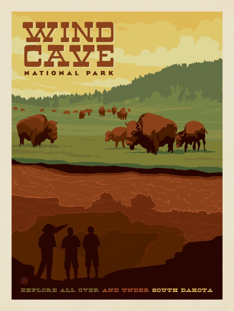 Wind Cave National Park - Metal Sign - Artwork