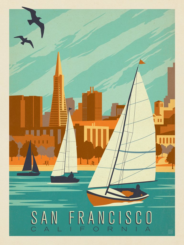 San Francisco Sail Boats - Metal Sign - Artwork