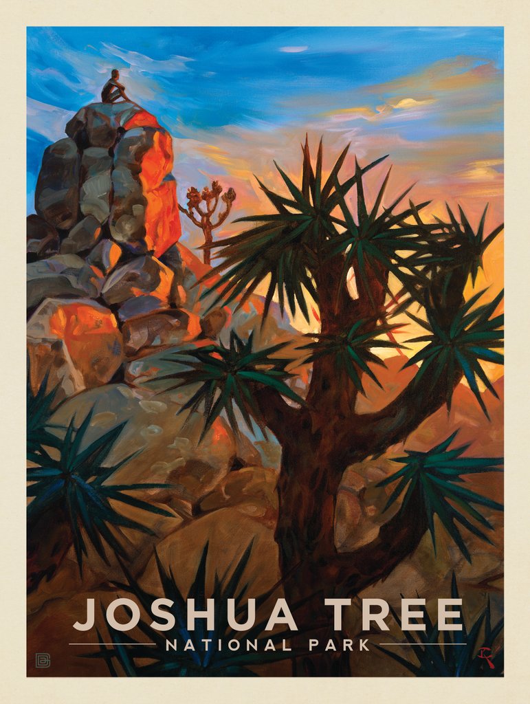 Joshua Tree National Park: Desert Sunrise - Metal Sign - Artwork