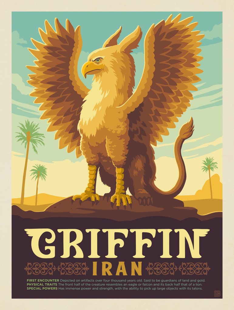 Mythical Creatures: Griffin (Iran) - Notecards - Artwork