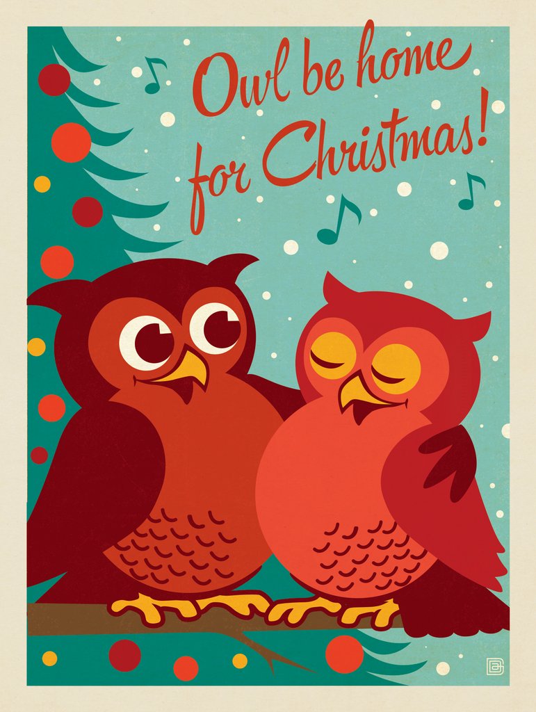 Owl Be Home For Christmas - Notecards - Artwork