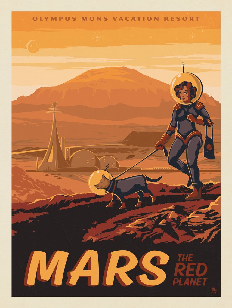 Mars: Olympus Mons Vacation Resort - Postcards - Artwork