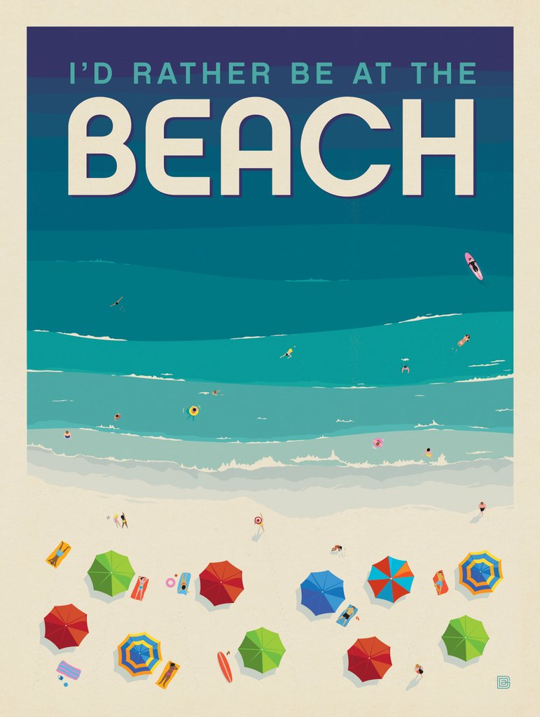 I'd Rather Be At The Beach - Canvas - Artwork