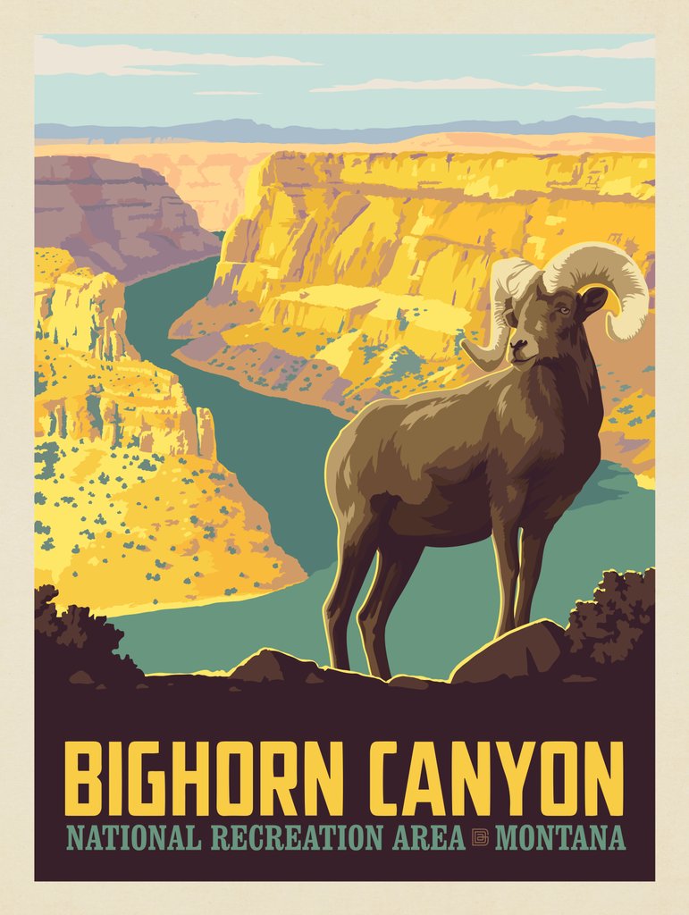 Bighorn Canyon National Recreation Area, Montana - Metal Sign - Artwork