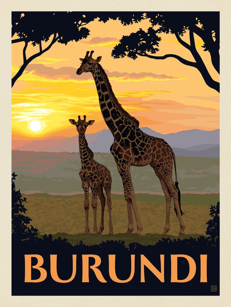 Burundi, Africa - Metal Sign - Artwork
