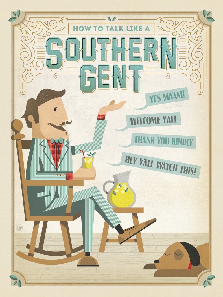How To Talk Like A Southern Gent - Metal Sign - Artwork