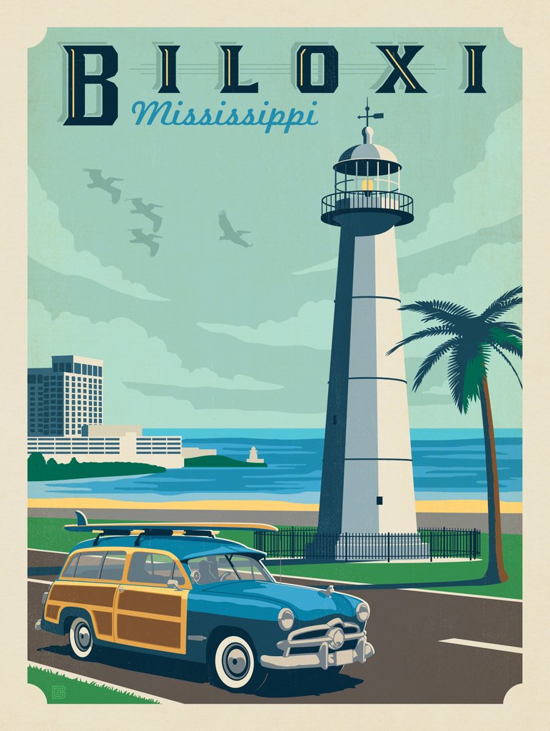 Biloxi, Mississippi - Postcards - Artwork