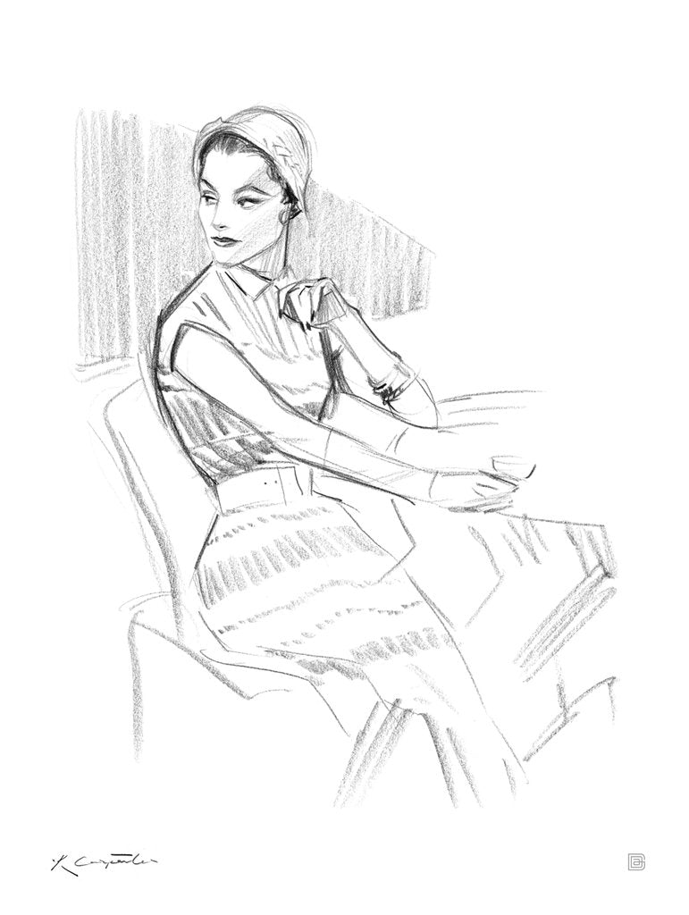 Fashion Sketch: Elegance - Metal Sign - Artwork
