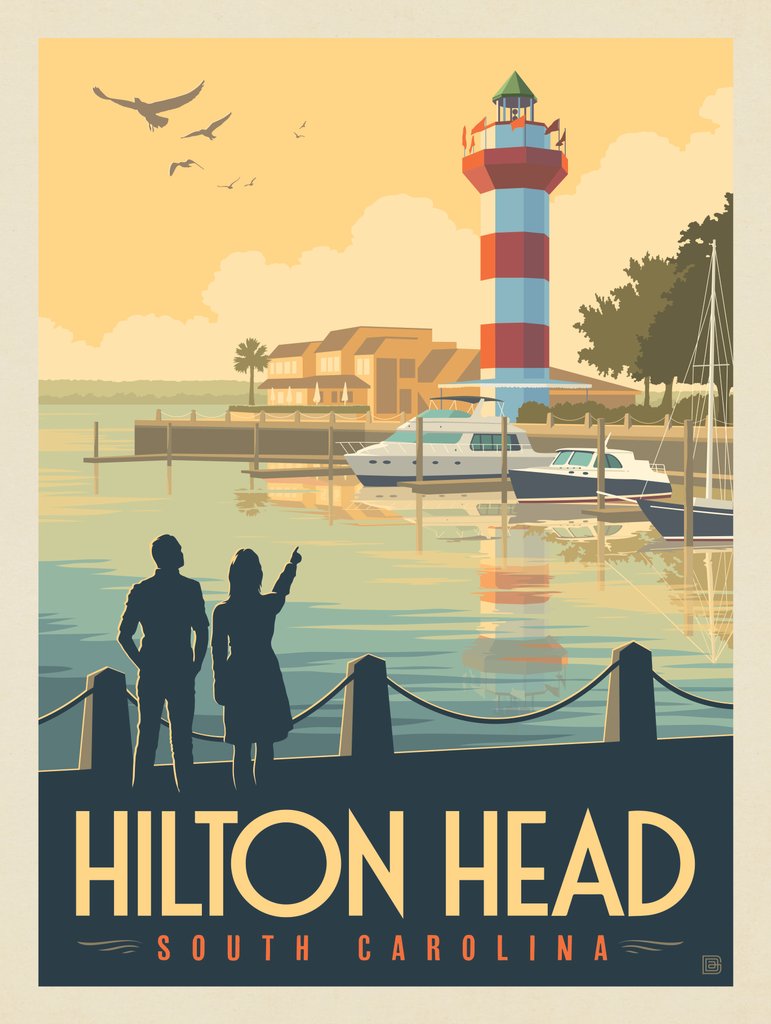 Hilton Head, SC - Metal Sign - Artwork
