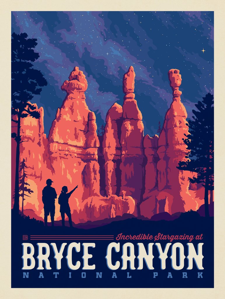 Bryce Canyon National Park: Star Gazing - Metal Sign - Artwork
