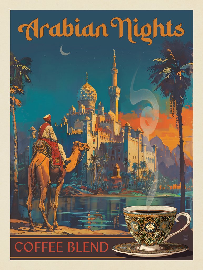 Arabian Nights Coffee Blend - Metal Sign - Artwork