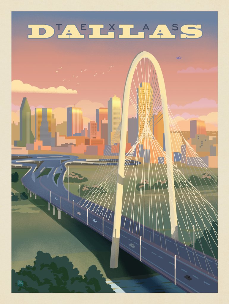 Dallas, Texas: Margaret Hunt Hill Bridge - Notecards - Artwork