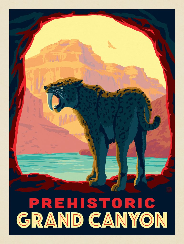 Grand Canyon National Park: SaberToothed Cat - Postcards - Artwork