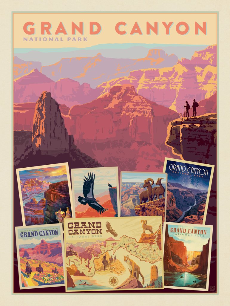 Grand Canyon National Park: Collage Print - Postcards - Artwork