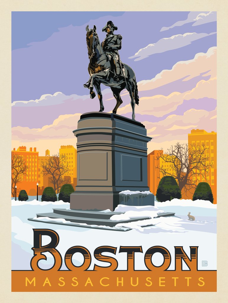 Boston Common: Winter - Metal Sign - Artwork