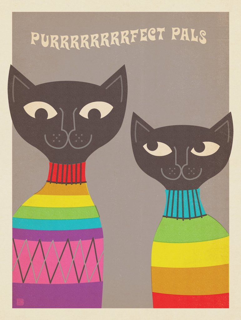 Mod Rainbow Cats - Canvas - Artwork