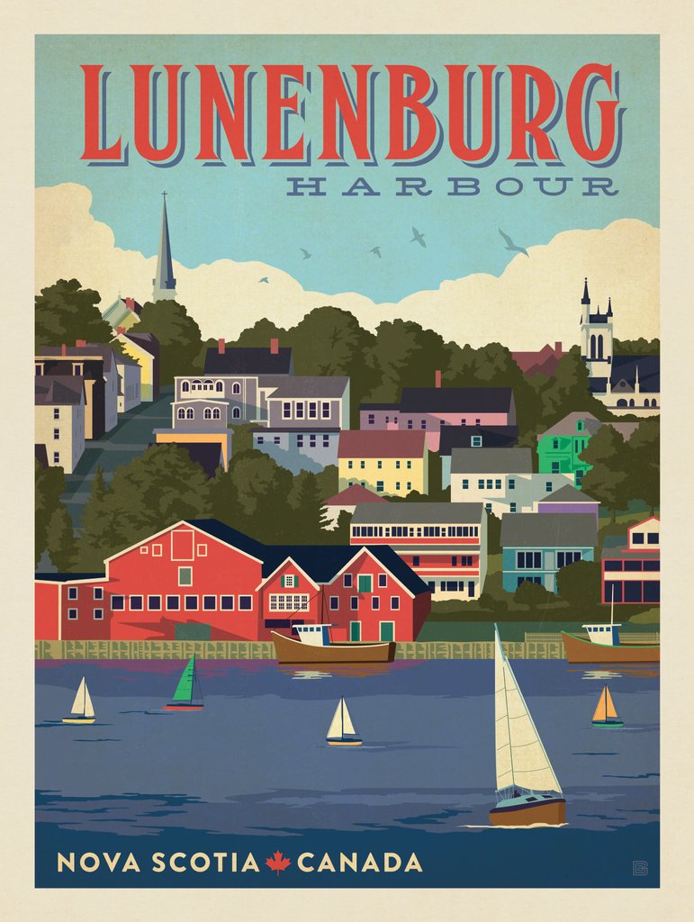 Canada: Lunenburg Harbour, Nova Scotia - Metal Sign - Artwork