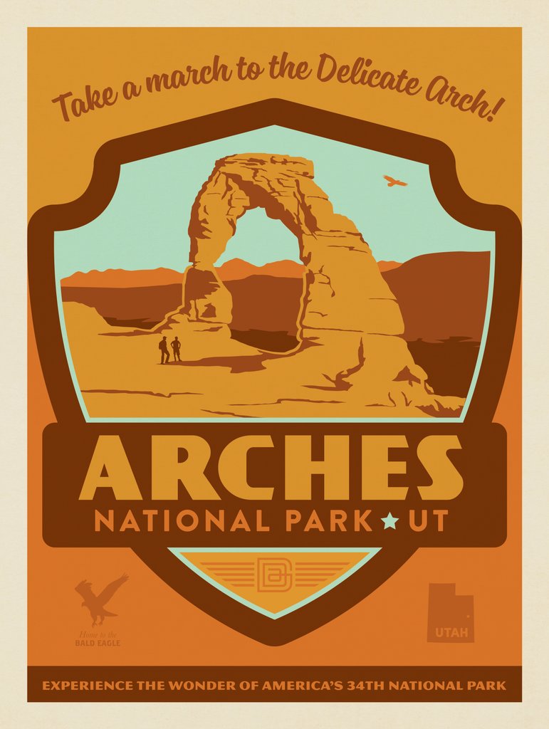 Arches National Park: Emblem Print - Canvas - Artwork