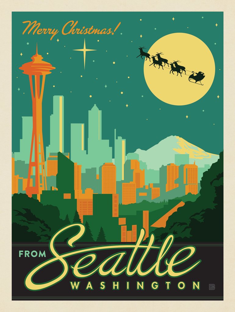 Merry Christmas From Seattle! - Metal Sign - Artwork