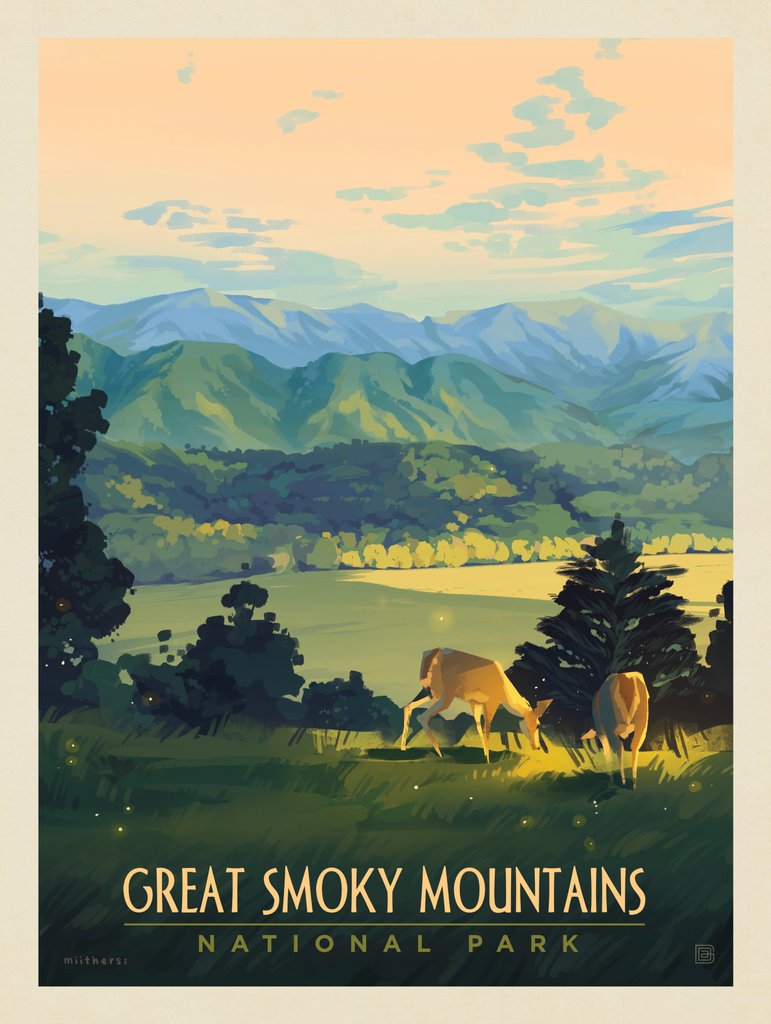 Great Smoky Mountains National Park: Dusk In Cades Cove - Art Print - Artwork