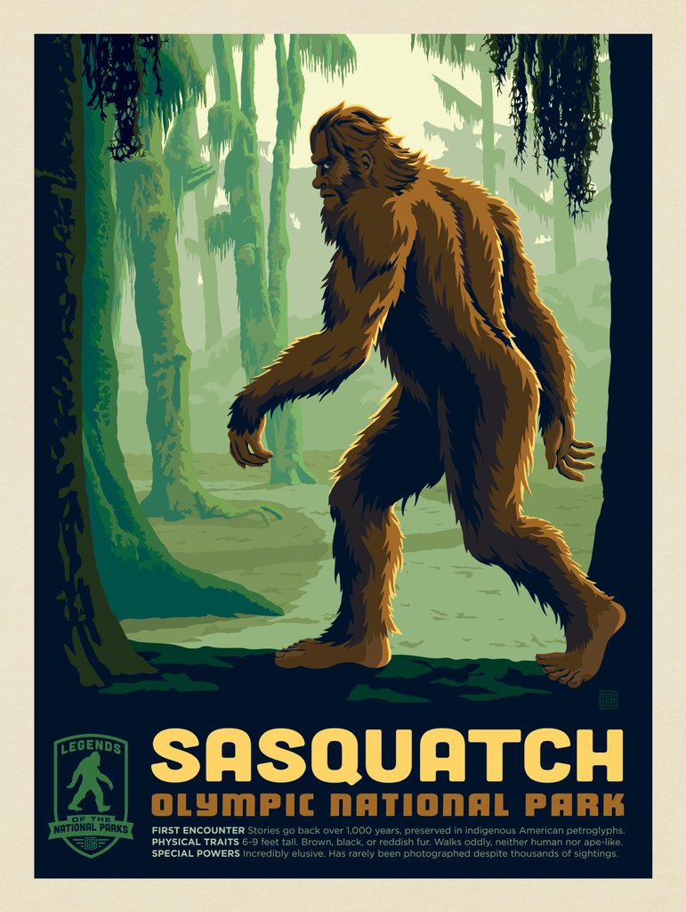Legends Of The National Parks: Olympic's Sasquatch - Notecards - Artwork