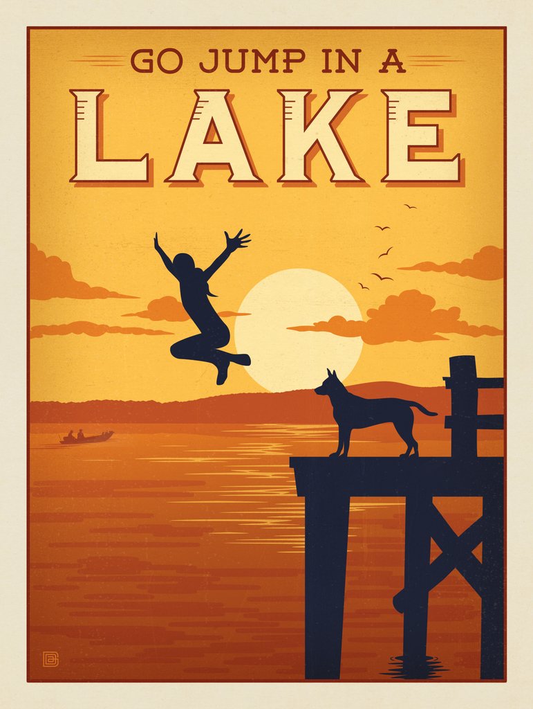 Go Jump In A Lake! - Metal Sign - Artwork