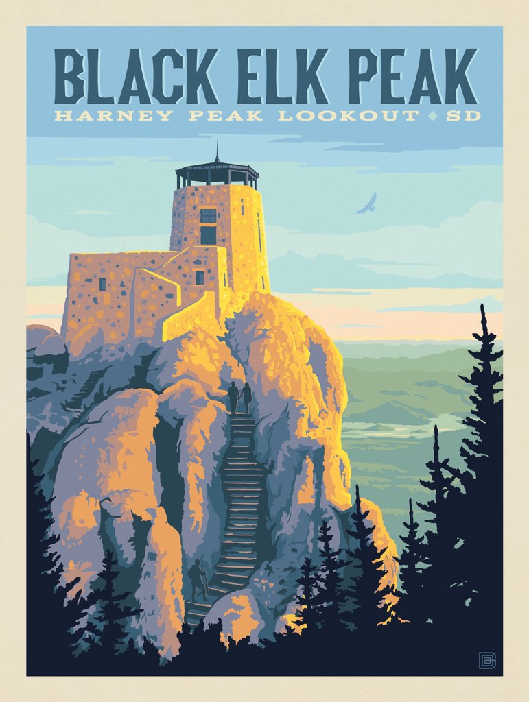 Black Elk Peak, South Dakota - Metal Sign - Artwork