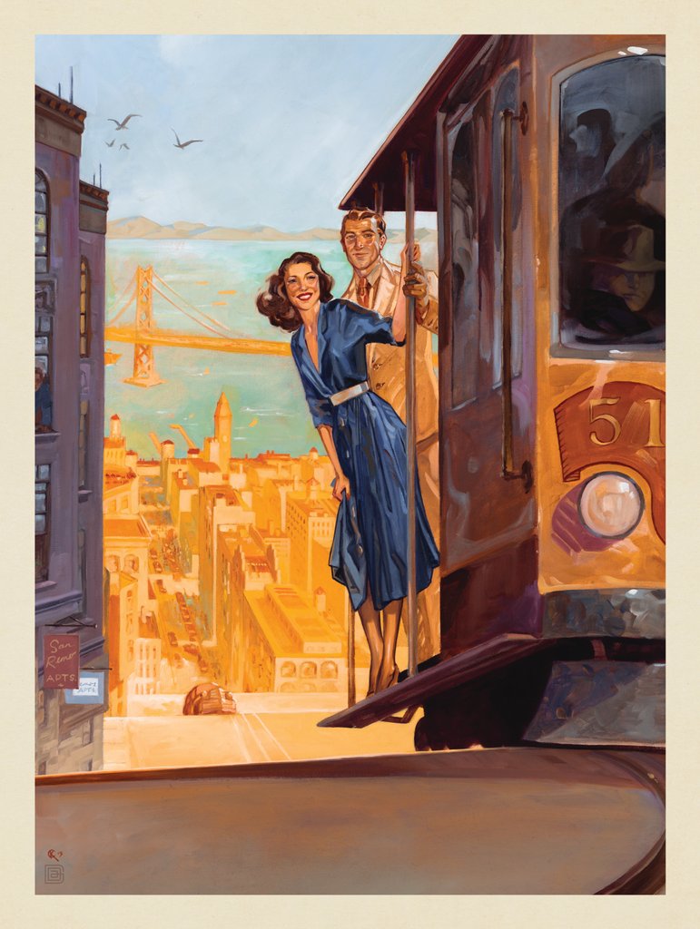 Oil Painting: San Francisco Trolley Ride - Notecards - Artwork