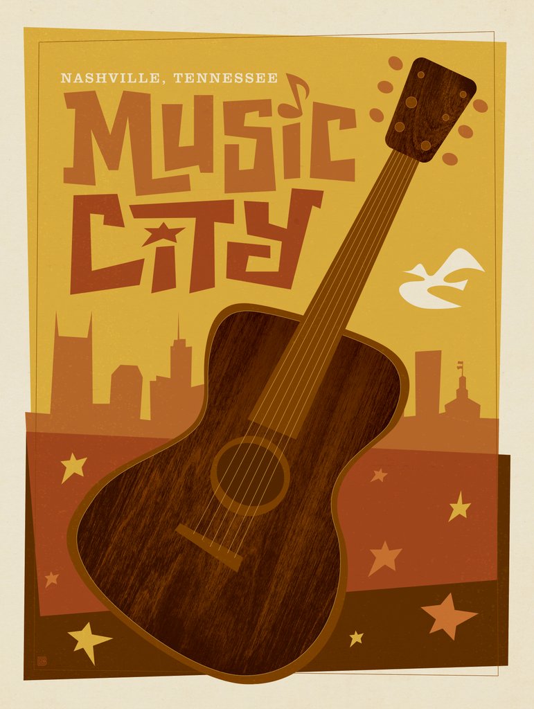 Mod Music City Print - Metal Sign - Artwork
